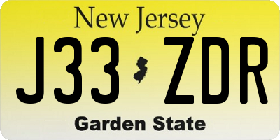 NJ license plate J33ZDR