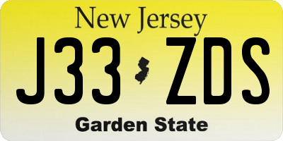 NJ license plate J33ZDS