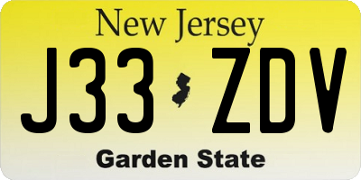 NJ license plate J33ZDV