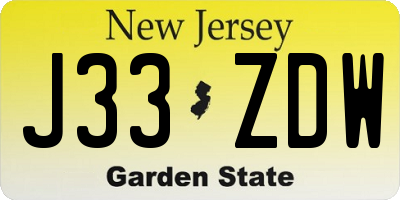 NJ license plate J33ZDW