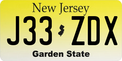 NJ license plate J33ZDX