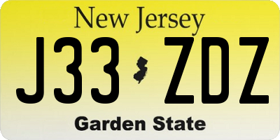 NJ license plate J33ZDZ