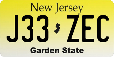 NJ license plate J33ZEC