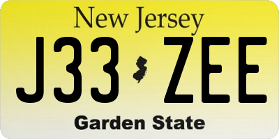NJ license plate J33ZEE