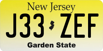 NJ license plate J33ZEF