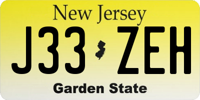 NJ license plate J33ZEH