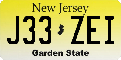 NJ license plate J33ZEI