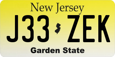 NJ license plate J33ZEK