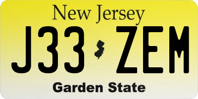 NJ license plate J33ZEM