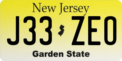NJ license plate J33ZEO