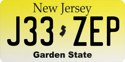 NJ license plate J33ZEP