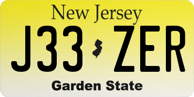 NJ license plate J33ZER