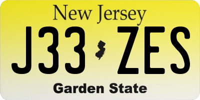 NJ license plate J33ZES