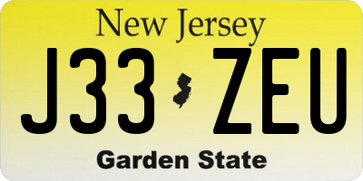 NJ license plate J33ZEU