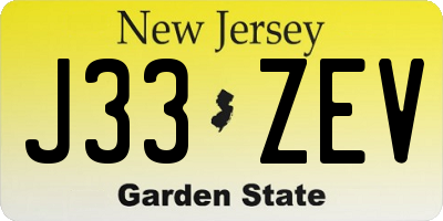 NJ license plate J33ZEV