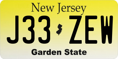NJ license plate J33ZEW