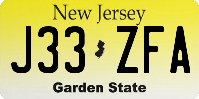 NJ license plate J33ZFA