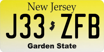 NJ license plate J33ZFB