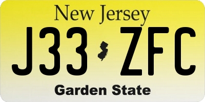 NJ license plate J33ZFC