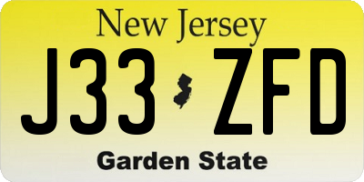 NJ license plate J33ZFD