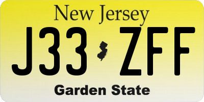 NJ license plate J33ZFF