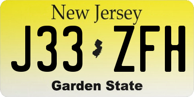 NJ license plate J33ZFH