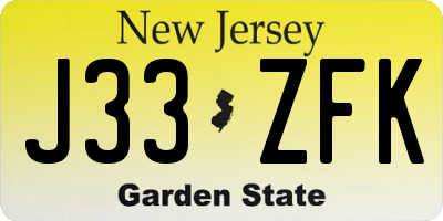 NJ license plate J33ZFK