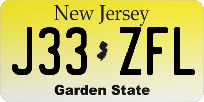 NJ license plate J33ZFL