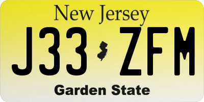 NJ license plate J33ZFM