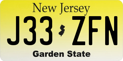 NJ license plate J33ZFN