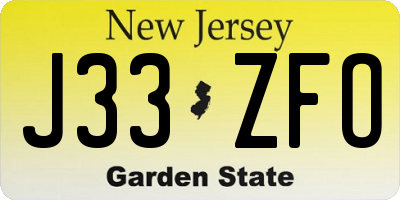 NJ license plate J33ZFO