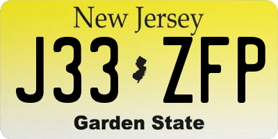 NJ license plate J33ZFP