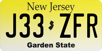 NJ license plate J33ZFR