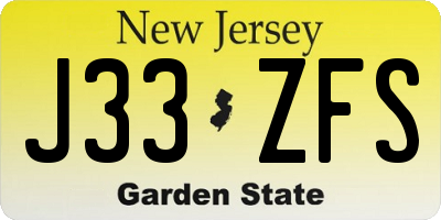 NJ license plate J33ZFS