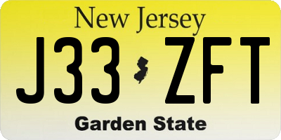 NJ license plate J33ZFT