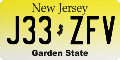 NJ license plate J33ZFV