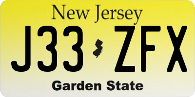 NJ license plate J33ZFX
