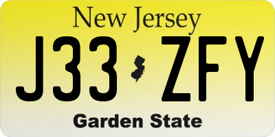 NJ license plate J33ZFY