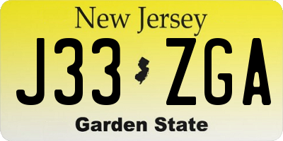 NJ license plate J33ZGA