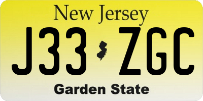 NJ license plate J33ZGC