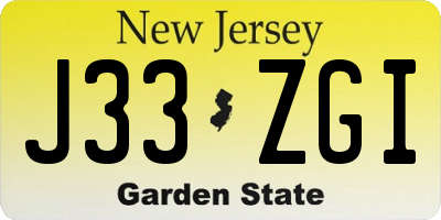 NJ license plate J33ZGI