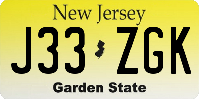 NJ license plate J33ZGK