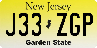 NJ license plate J33ZGP