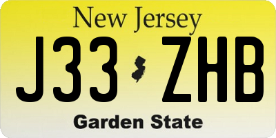 NJ license plate J33ZHB