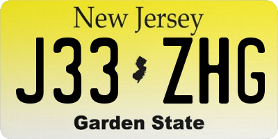 NJ license plate J33ZHG