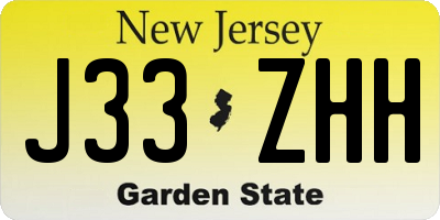 NJ license plate J33ZHH