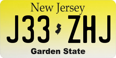 NJ license plate J33ZHJ