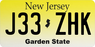 NJ license plate J33ZHK