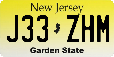 NJ license plate J33ZHM