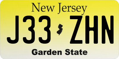 NJ license plate J33ZHN